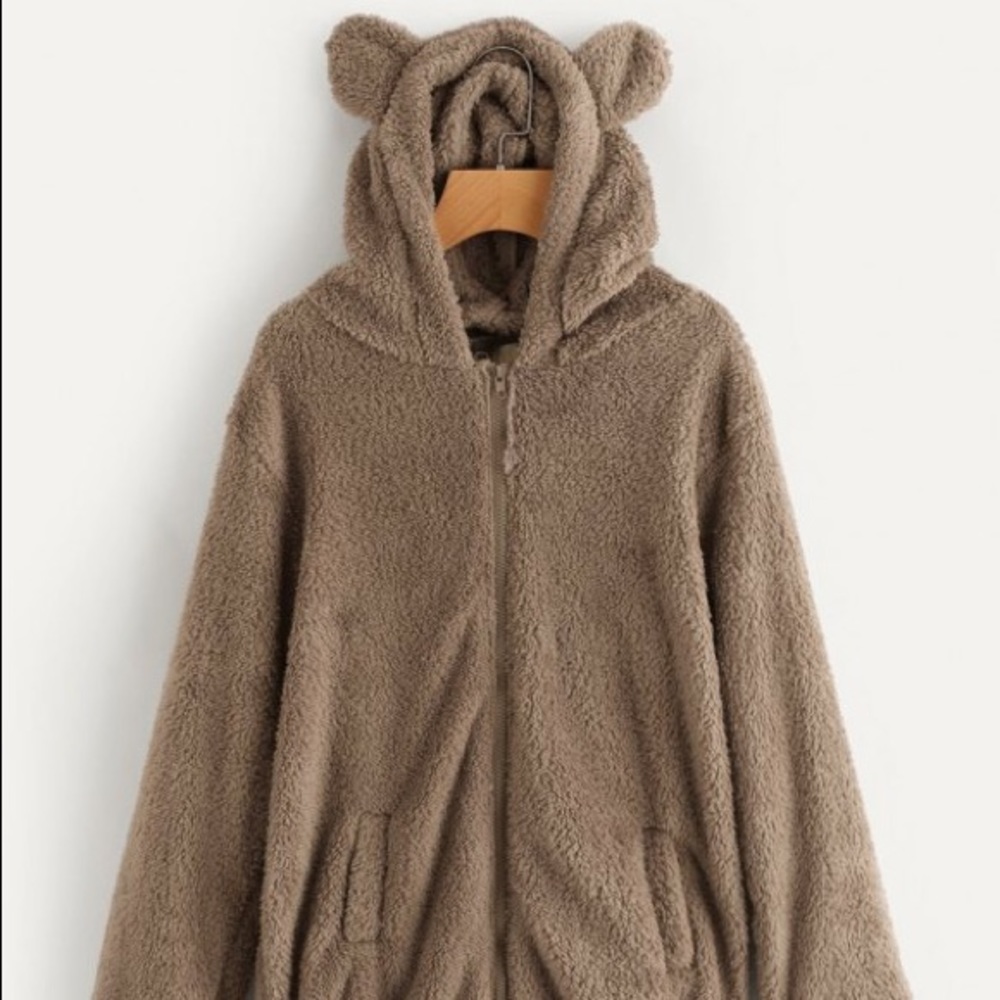 Black Bear Zip Up Hoodie